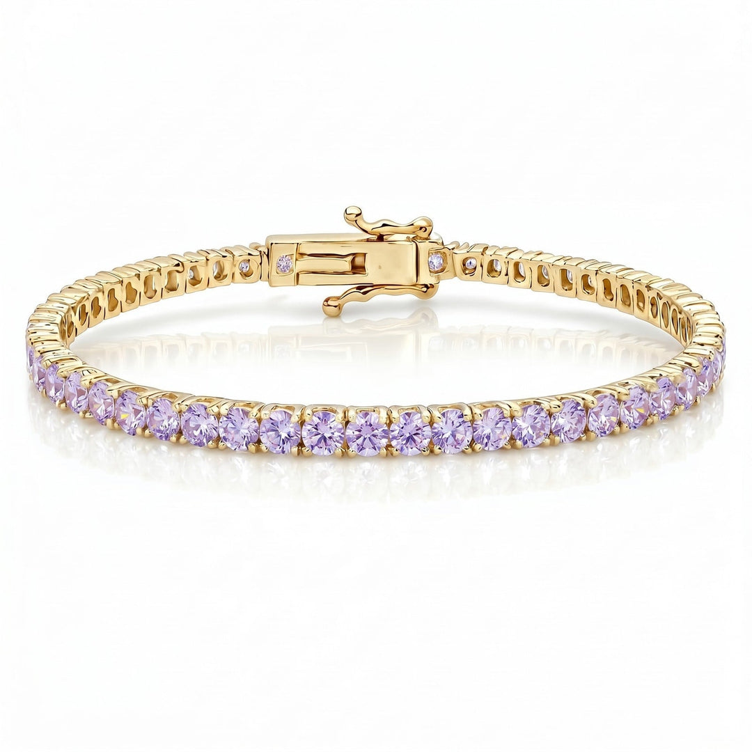 "Miami" Lavender Tennis Bracelet 2.0 gold flatlay