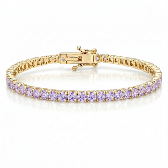 "Miami" Lavender Tennis Bracelet 2.0 gold flatlay