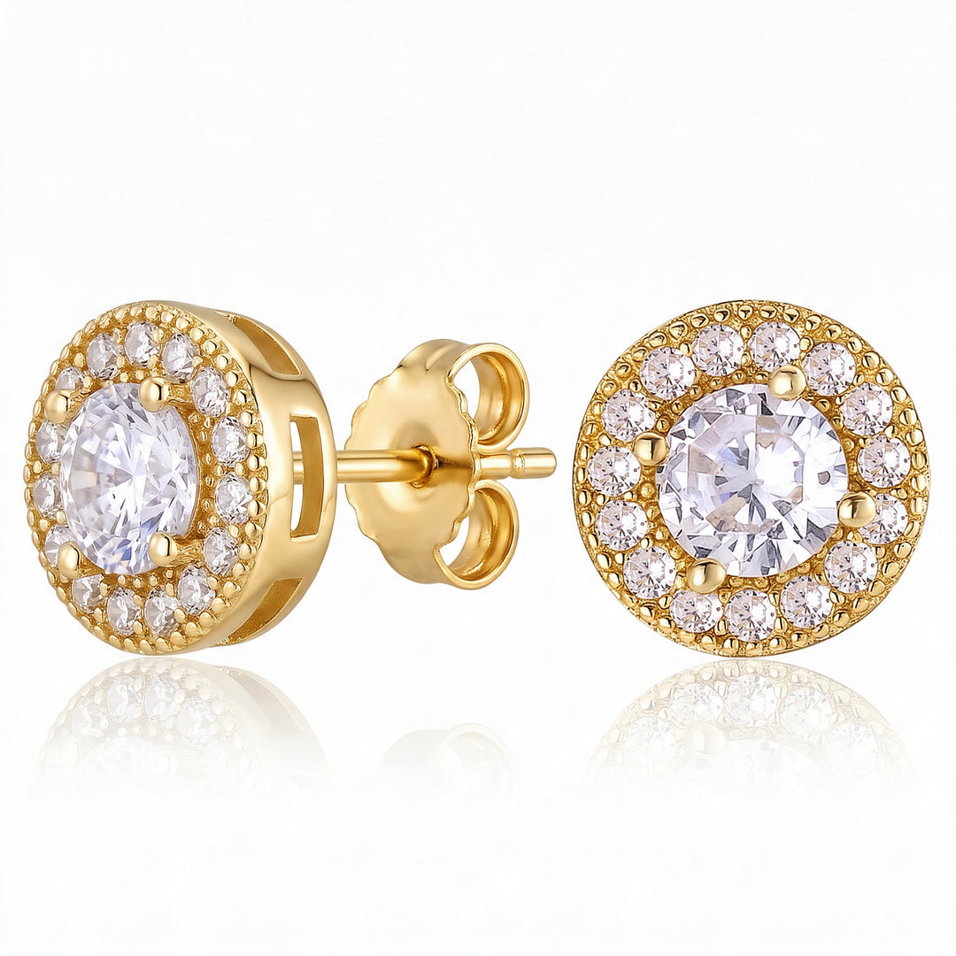 Lille Halo Studs — Gold flatlay