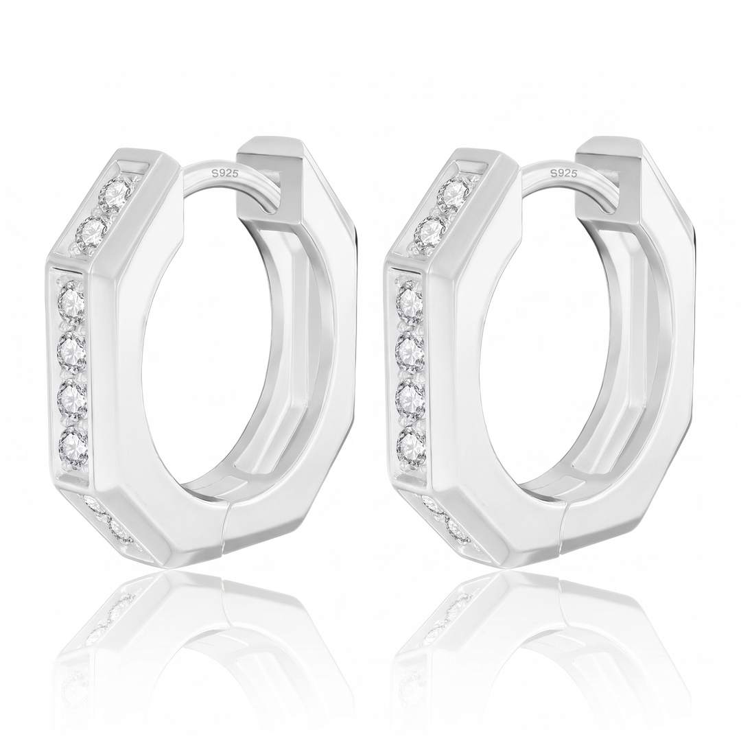 "Genoa" Octagon Pave Huggies