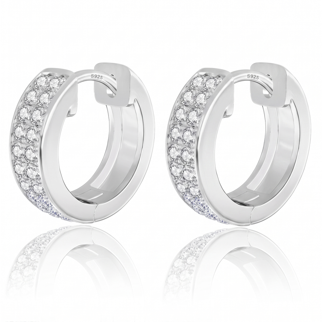"Granada" Double-Row Pavé Huggies