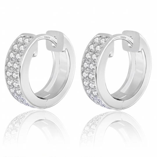 "Granada" Double-Row Pavé Huggies