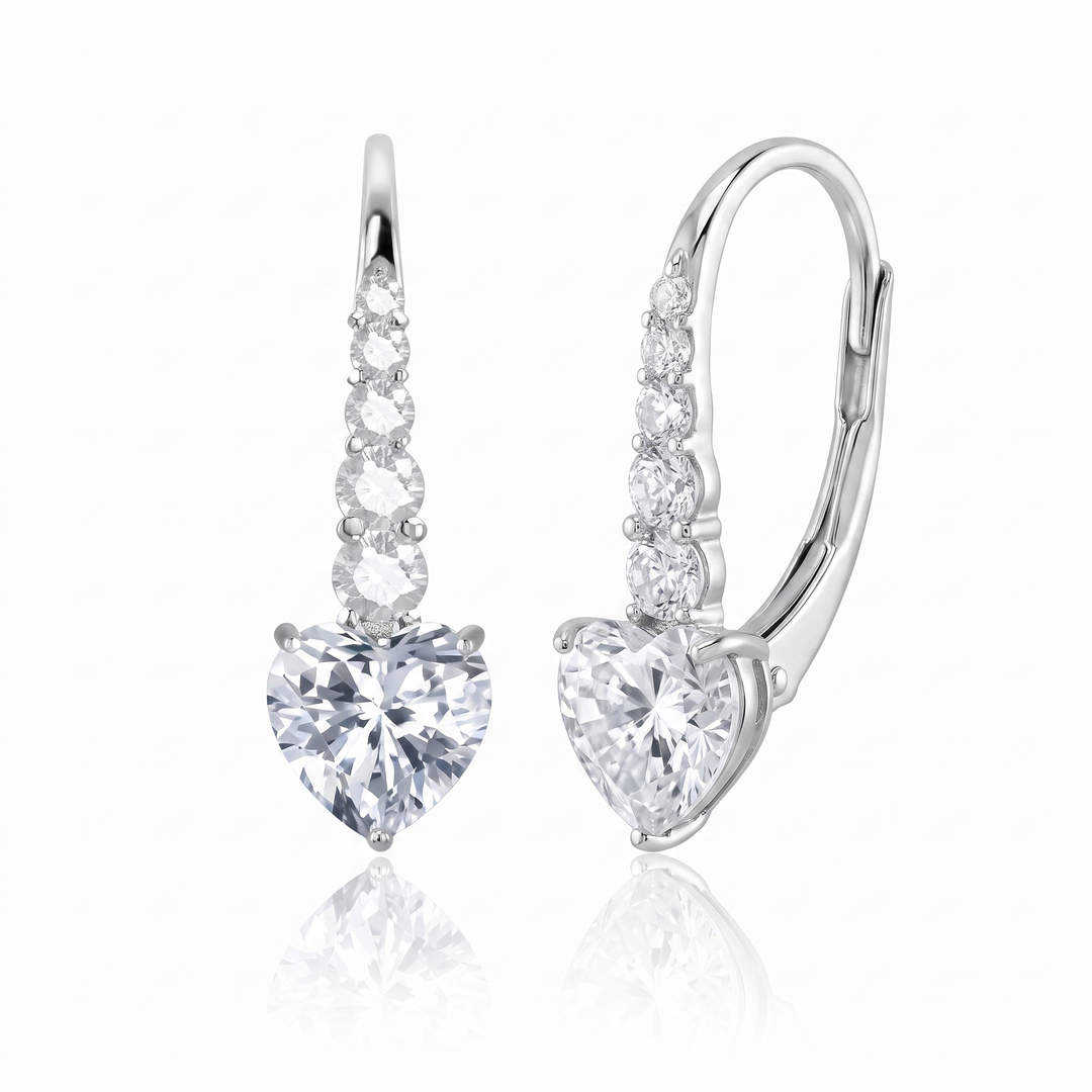 "Riga" Heart Drop Leverback Earrings