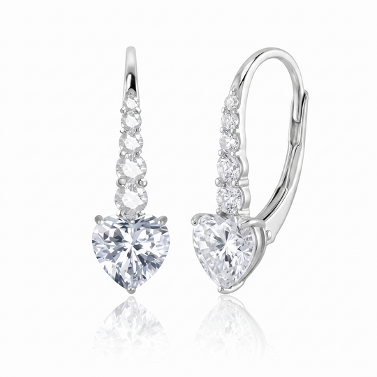 "Riga" Heart Drop Leverback Earrings