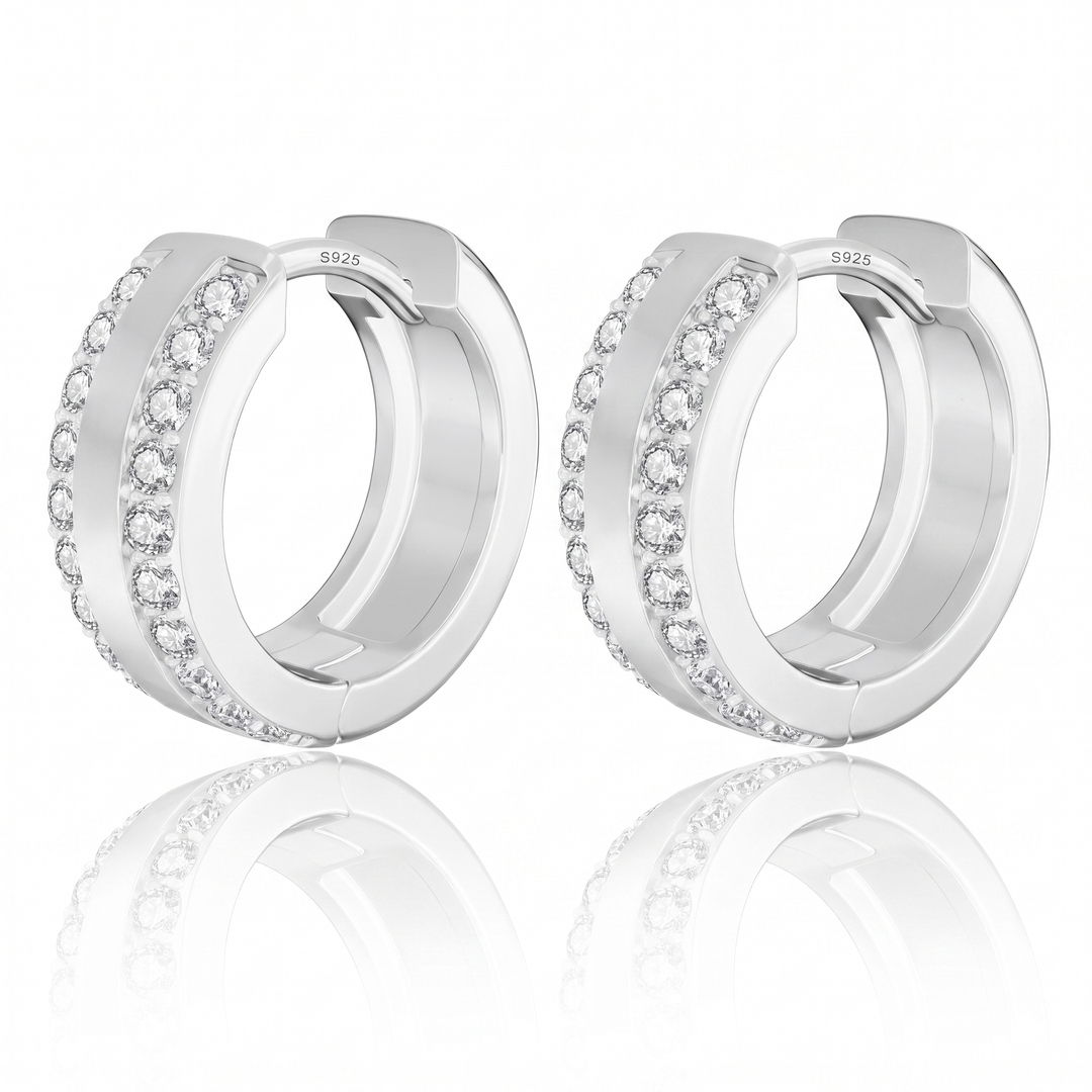 "Bologna" Wide Pavé Huggie Hoops