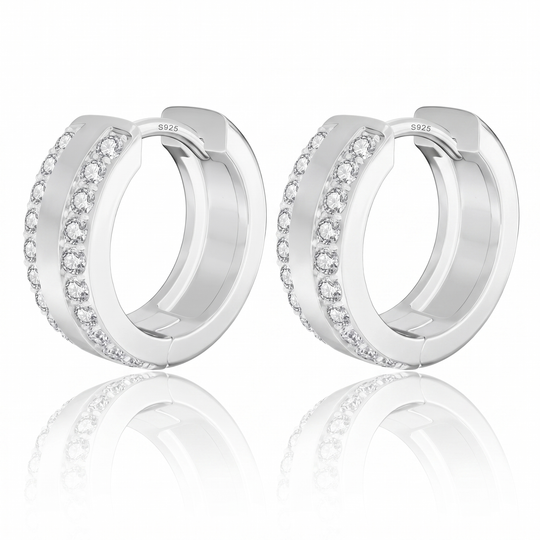 "Bologna" Wide Pavé Huggie Hoops