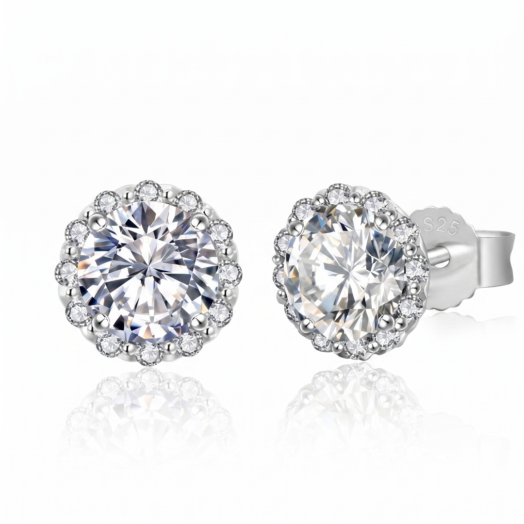 "Bilbao" Moissanite Flower Halo Studs
