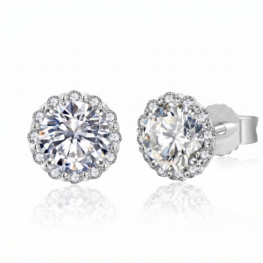 "Bilbao" Moissanite Flower Halo Studs