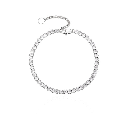 Malaga Tennis Anklet — Silver flatlay