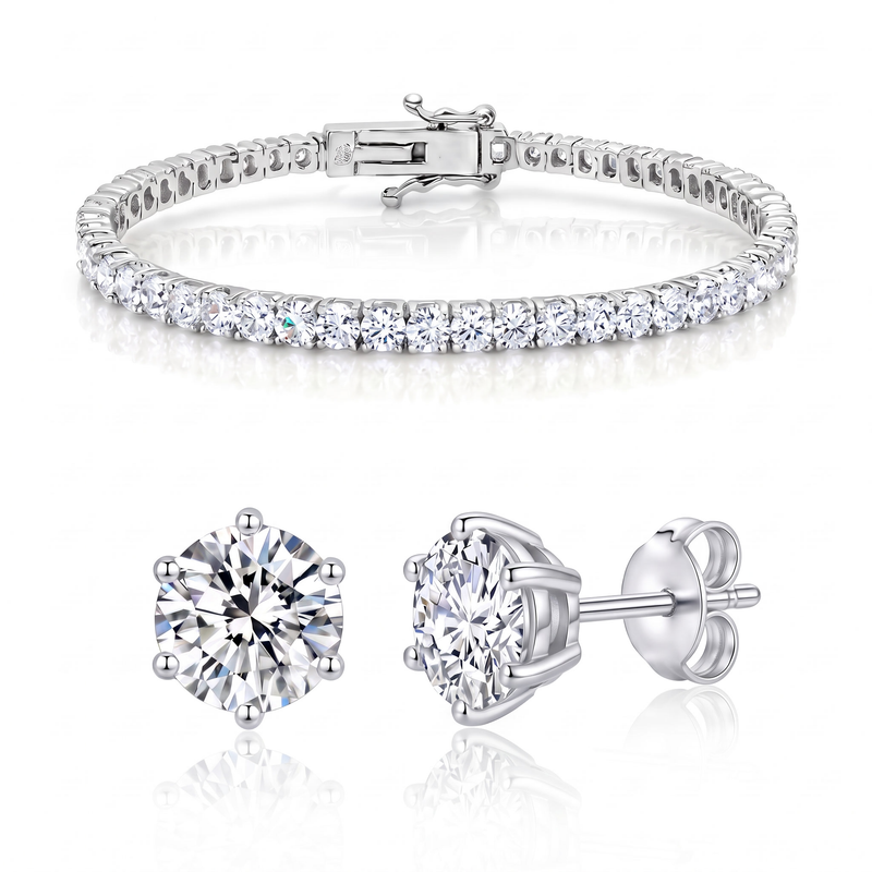 "Miami" Classic Bracelet & Studs Set — silver