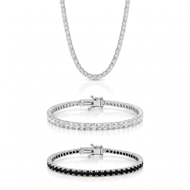"Miami" Classic Choker & Onyx Stack Trio Set — silver
