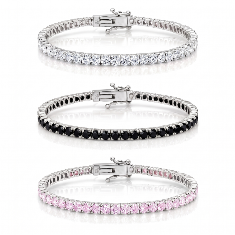 "Miami" Classic, Onyx & Pink Stack Set — silver