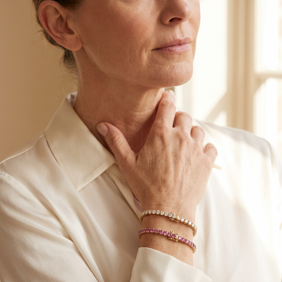 "Miami" Classic & Pink Sapphire Stack Set