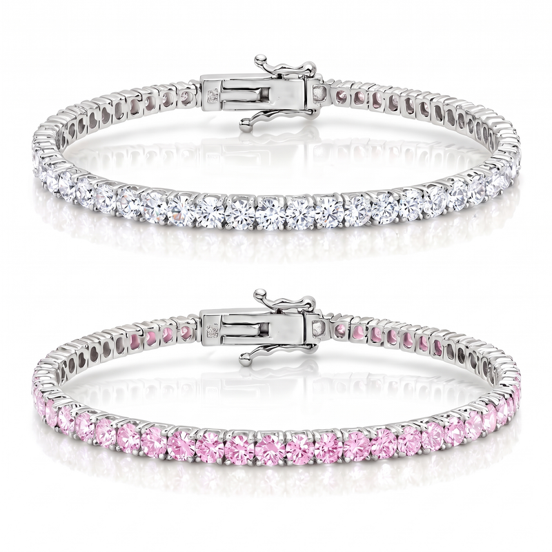 "Miami" Classic & Pink Sapphire Stack Set — silver