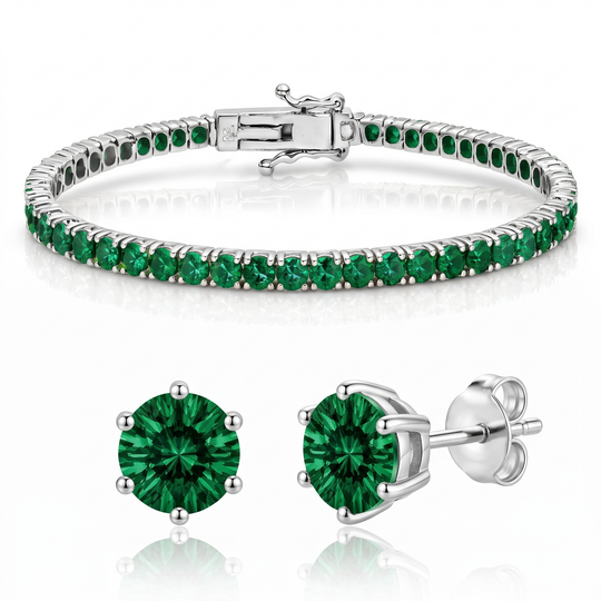 "Miami" Emerald Bracelet & Studs Set