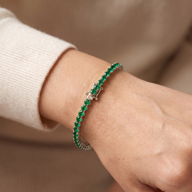 "Miami" Emerald Tennis Set — silver