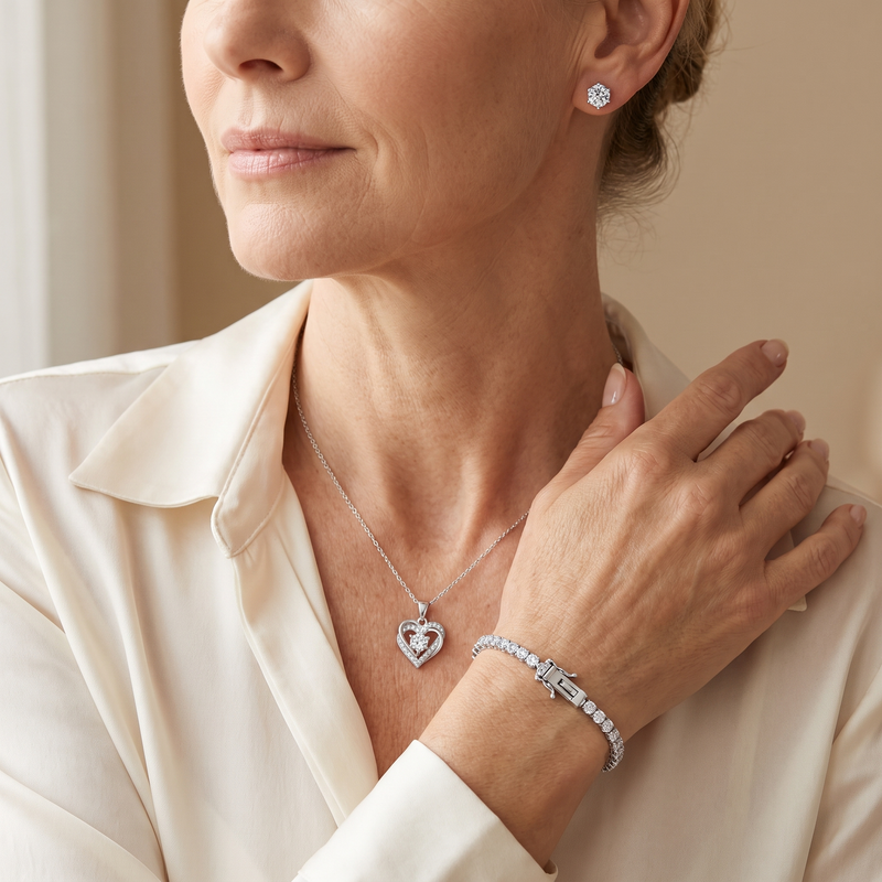 "Miami" Love Heart Silver Set — worn