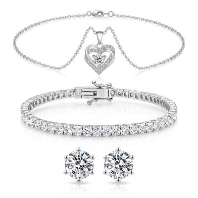 "Miami" Love Heart Silver Set