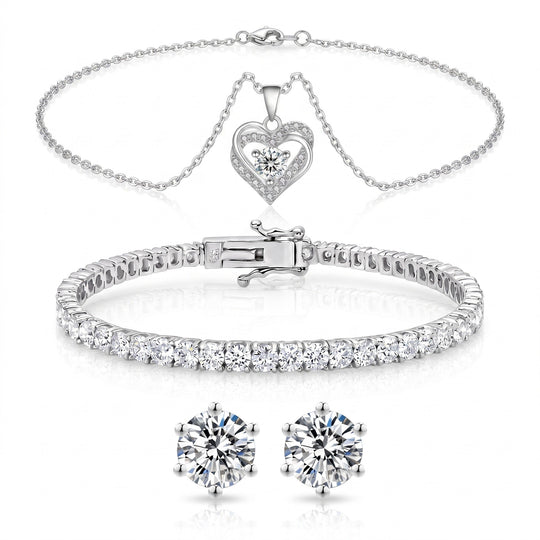 "Miami" Love Heart Silver Set