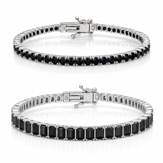 "Miami" Onyx Round & Baguette Stack Set