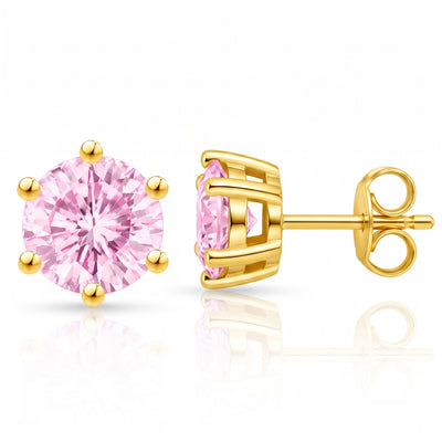 “MIAMI” PINK MOISSANITE 1CT 6-PRONG SOLITAIRE TENNIS STUD EARRINGS 2.0