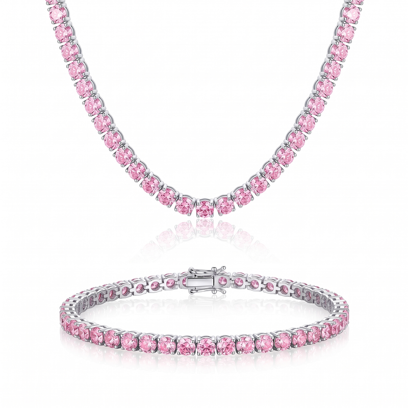 "Miami" Pink Sapphire Bracelet & Choker Set — silver