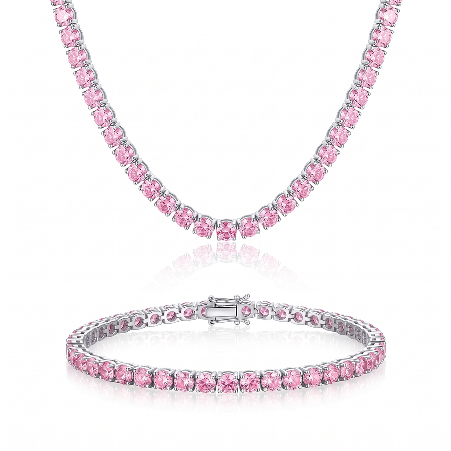 "Miami" Pink Sapphire Bracelet & Choker Set — silver