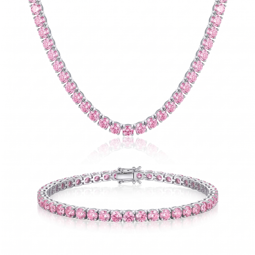 "Miami" Pink Sapphire Bracelet & Choker Set