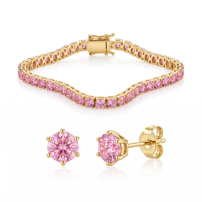"Miami" Pink Sapphire Bracelet & Studs Set