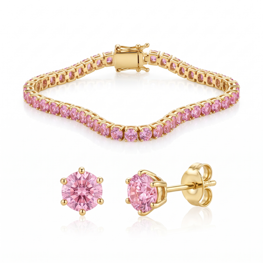 "Miami" Pink Sapphire Bracelet & Studs Set