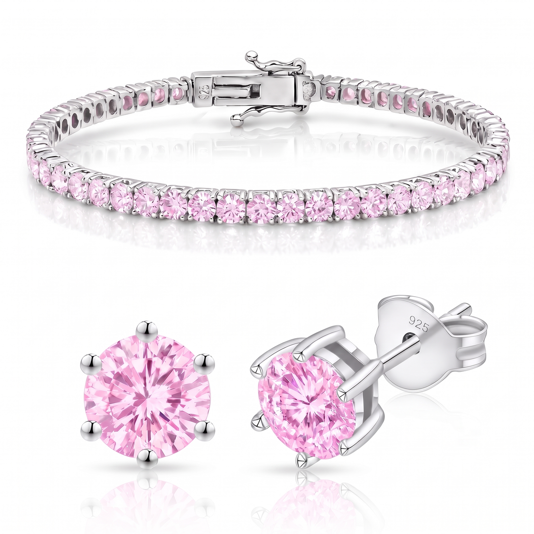 "Miami" Pink Sapphire Bracelet & Studs Set