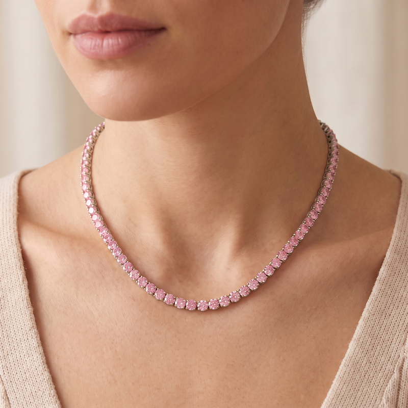 "Miami" Pink Sapphire Tennis Set — silver