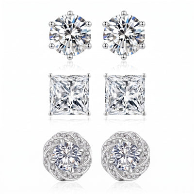 "Miami" Stud Trio Silver Set