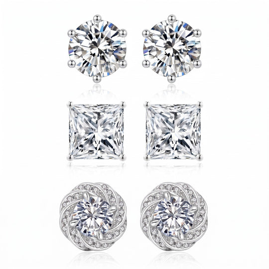 "Miami" Stud Trio Silver Set
