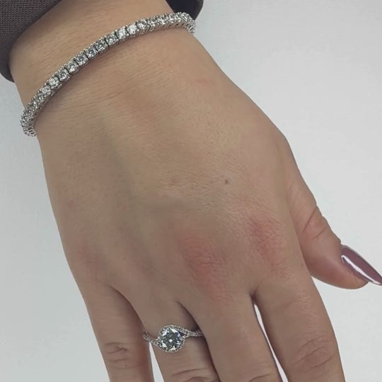 “Vienna” Moissanite 1ct Swirl Halo Ring