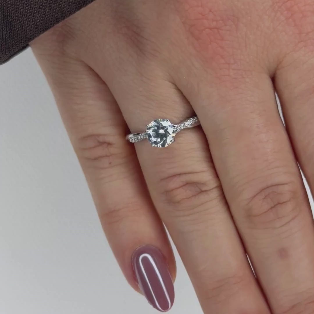 “Gstaad” Moissanite 1ct Pavé Solitaire Ring