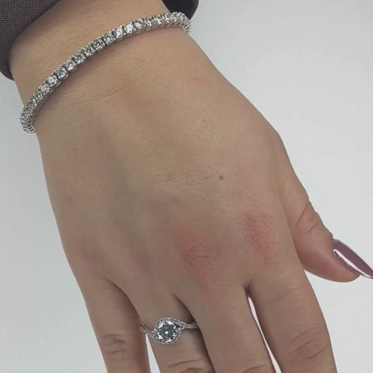 “Vienna” Moissanite 1ct Swirl Halo Ring