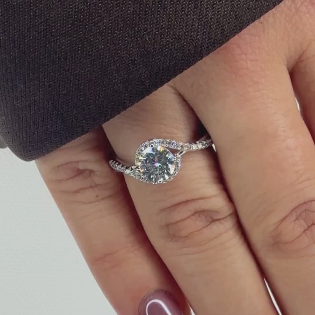 “Vienna” Moissanite 1ct Swirl Halo Ring