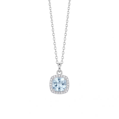 "Santorini" Aquamarine Halo Pendant