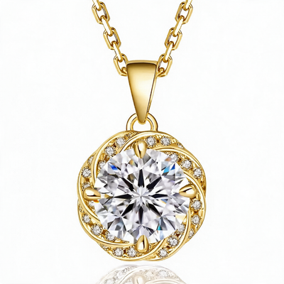 “Stockholm” Moissanite 1ct Swirl Halo Necklace