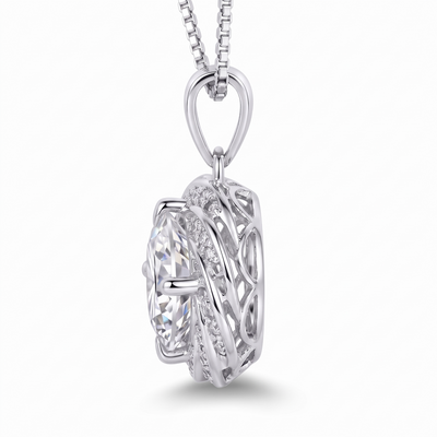 “Stockholm” Moissanite 1ct Swirl Halo Necklace