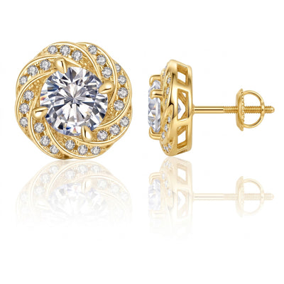“Stockholm” Moissanite 1ct Swirl Halo Studs