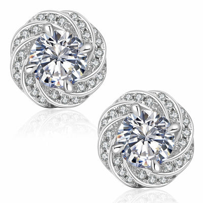 “Stockholm” Moissanite 1ct Swirl Halo Studs