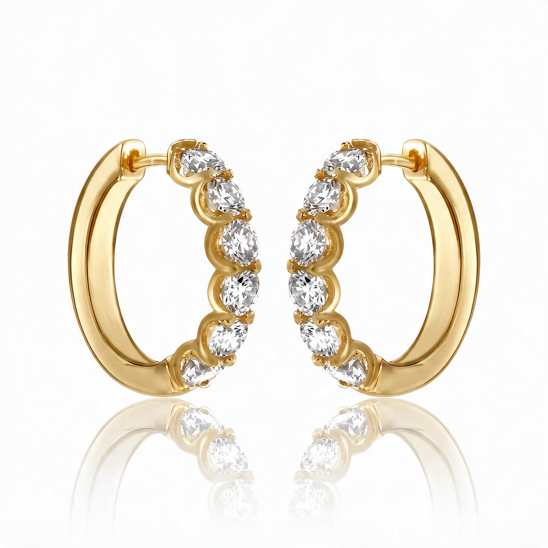 Tallinn Slim Pavé Hoops — Gold flatlay