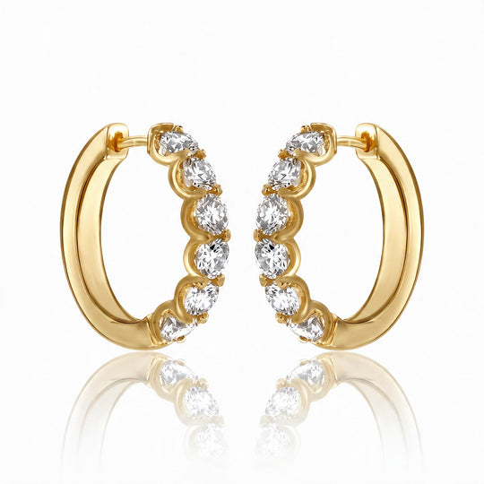 Tallinn Slim Pavé Hoops — Gold flatlay
