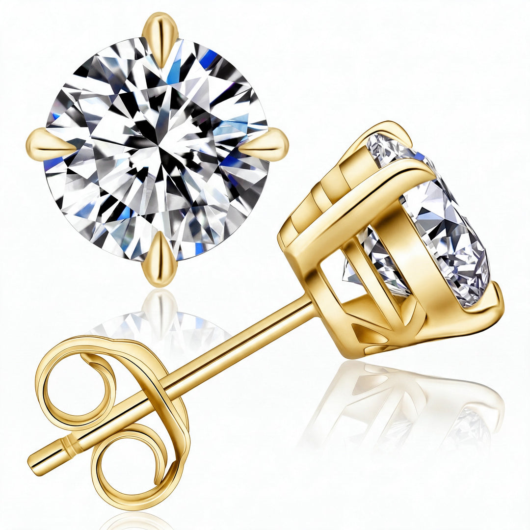 Vaduz Moissanite 4-Prong Studs 1 CT — Gold flatlay