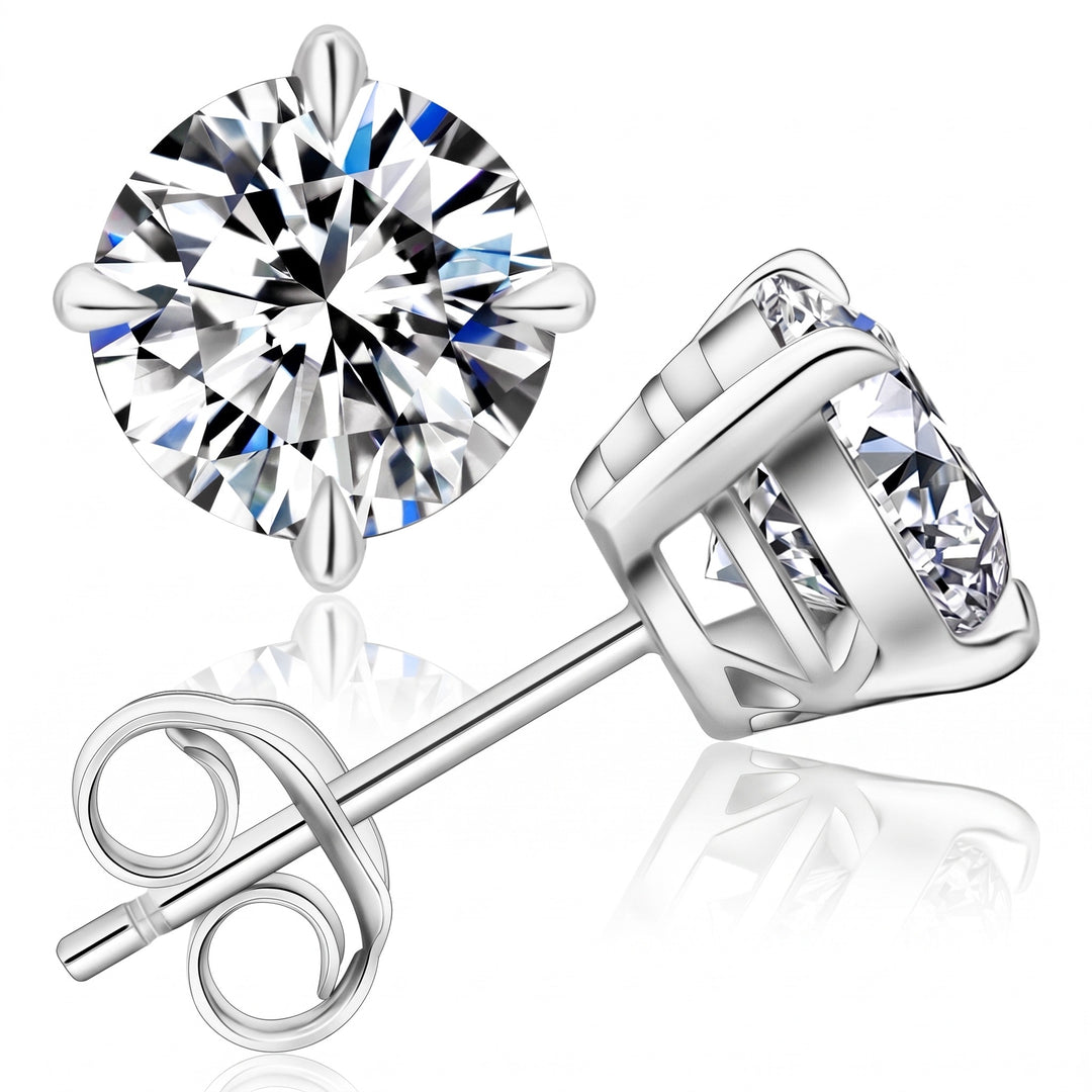 Vaduz Moissanite 4-Prong Studs 1 CT — Silver flatlay