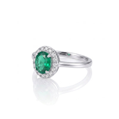"Verona" Emerald Halo Ring