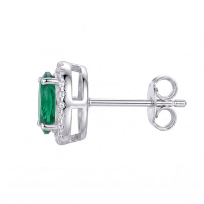 "Verona" Emerald Halo Studs