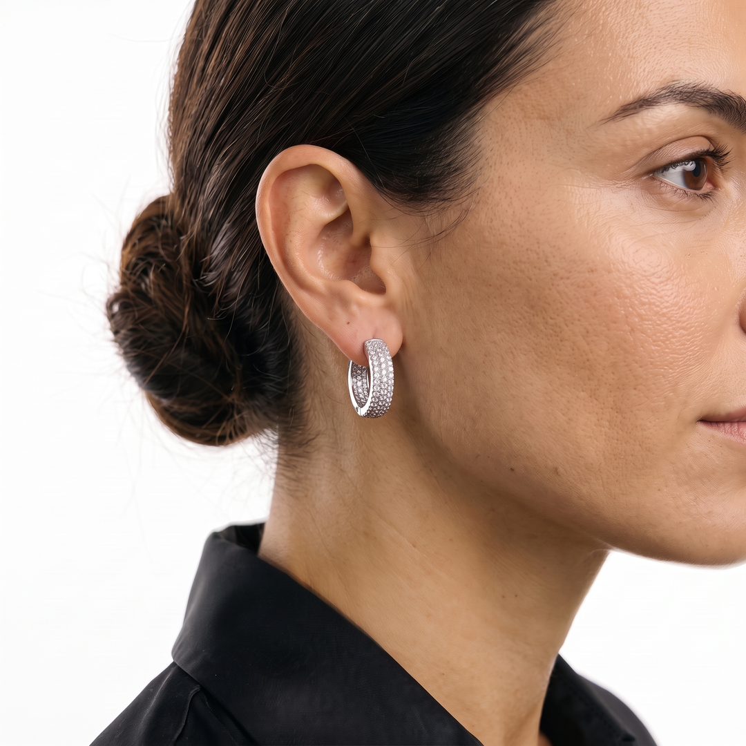 "Vienna" Moissanite 1ct Pavé Huggie Earrings